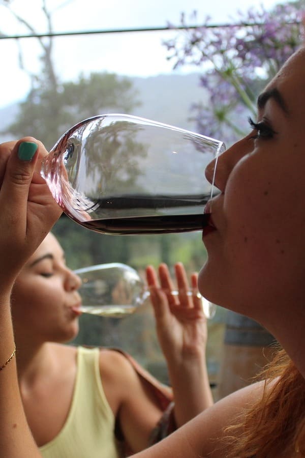Chicas bebiendo vino